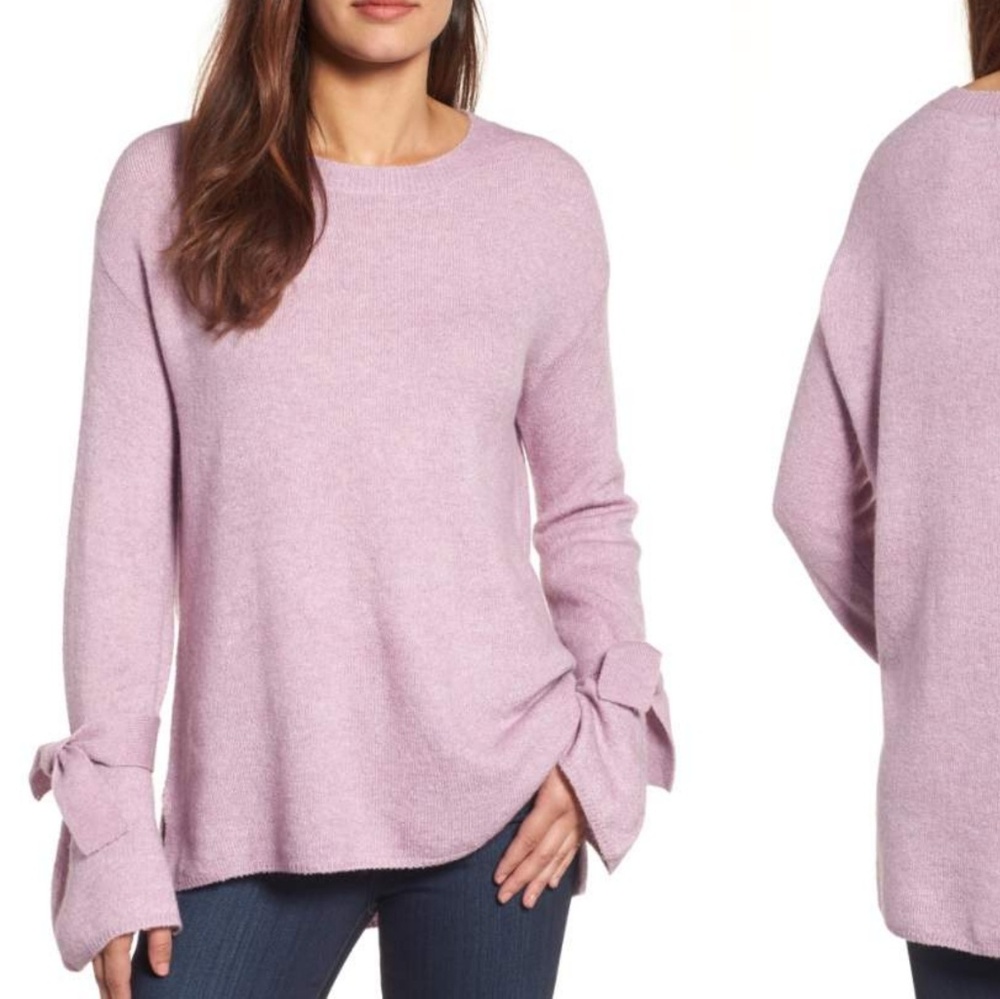 Halogen bell tie sleeve sweater